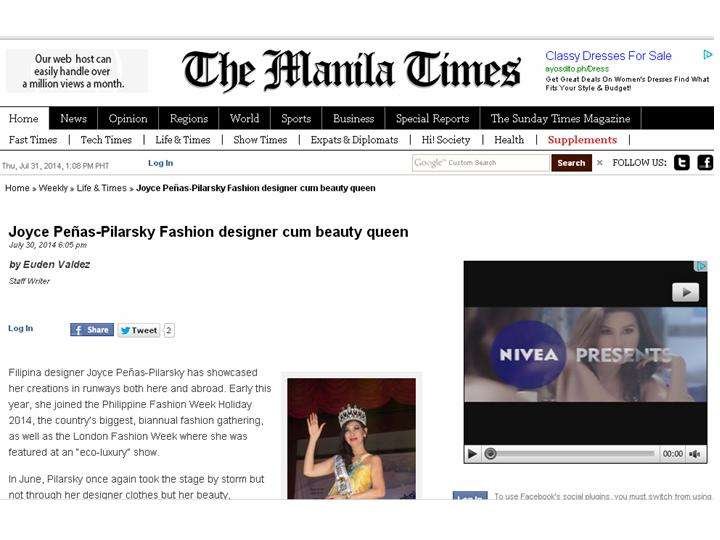 Joyce Peñas-Pilarsky Fashion designer cum beauty queen